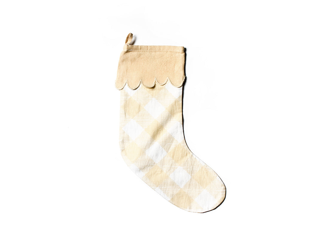 Overhead View of Ecru Buffalo Stocking with Trim