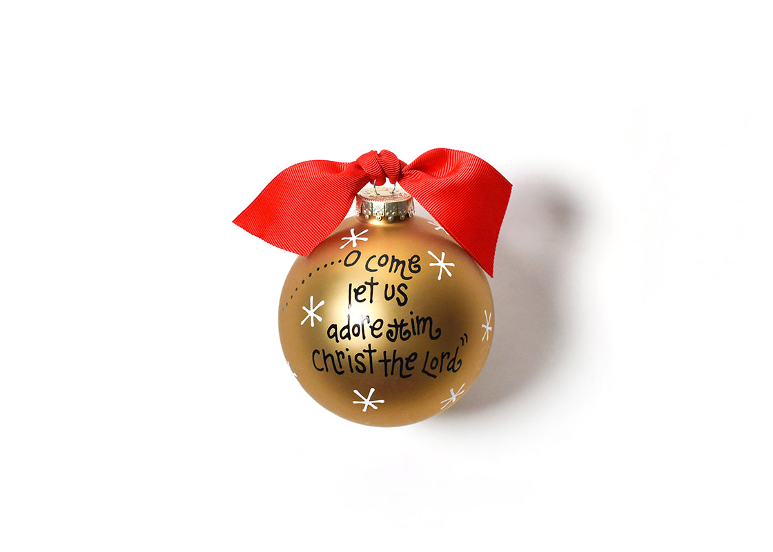 Back View of O Come All Ye Faithful Glass Ornament