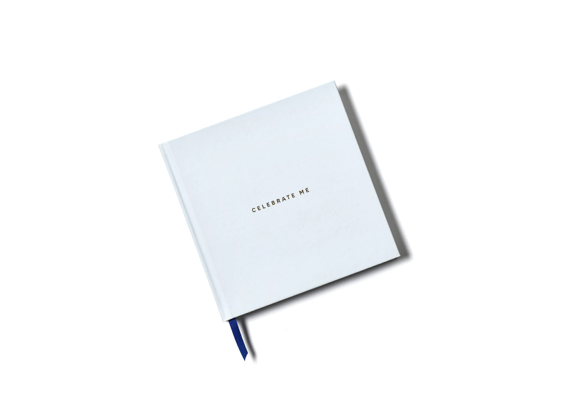 Overhead View of Blue Celebrate Me Book