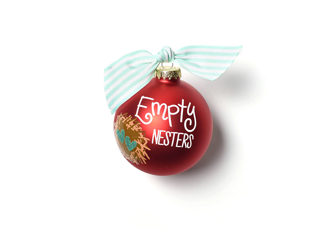 Front View of Empty Nesters Glass Ornament