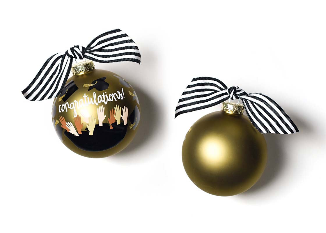 Front and Back View of Graduation Glass Ornament Placed Side by Side