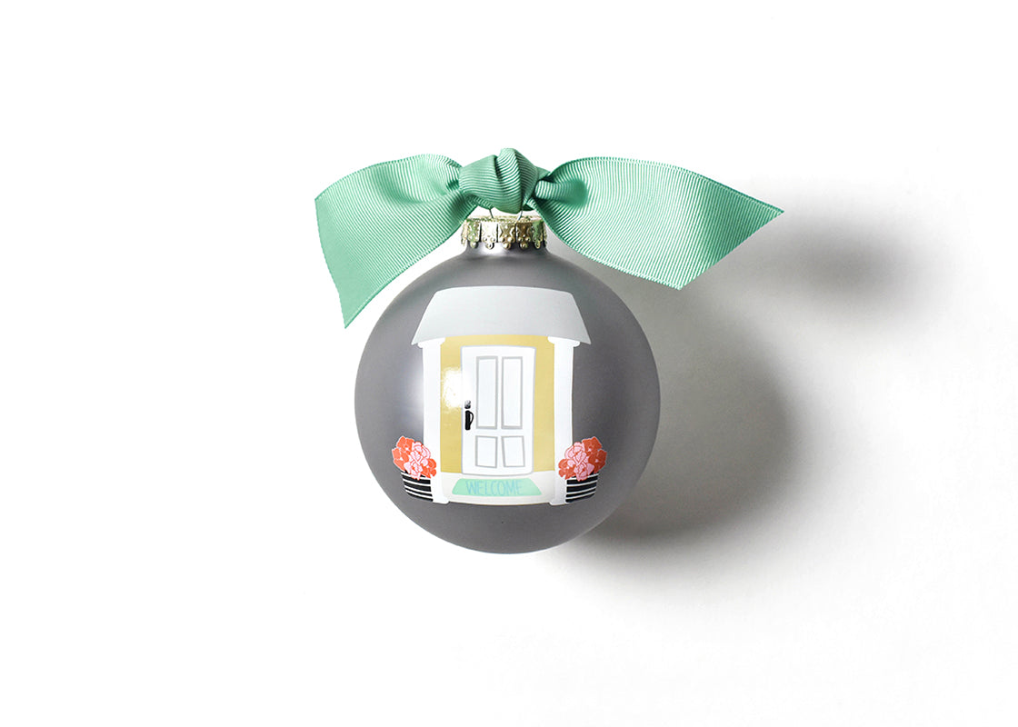 Front View of Home Sweet Home Glass Ornament