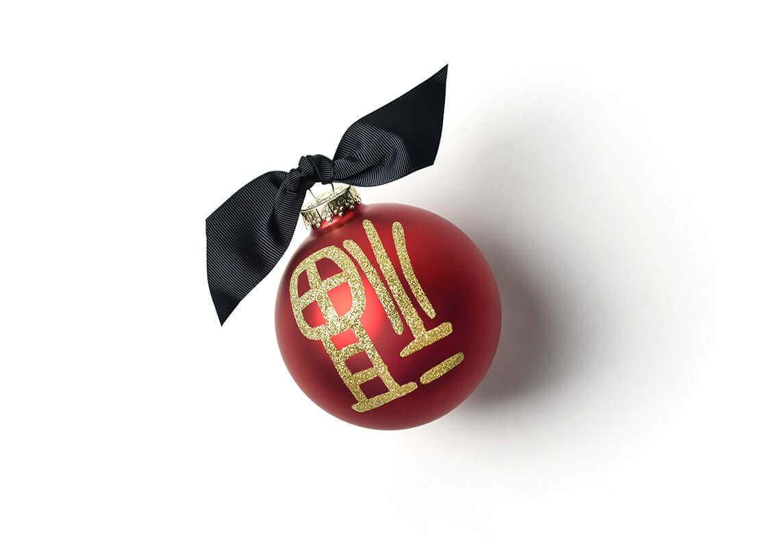 Front View of Chinese Fu Symbol Glass Ornament