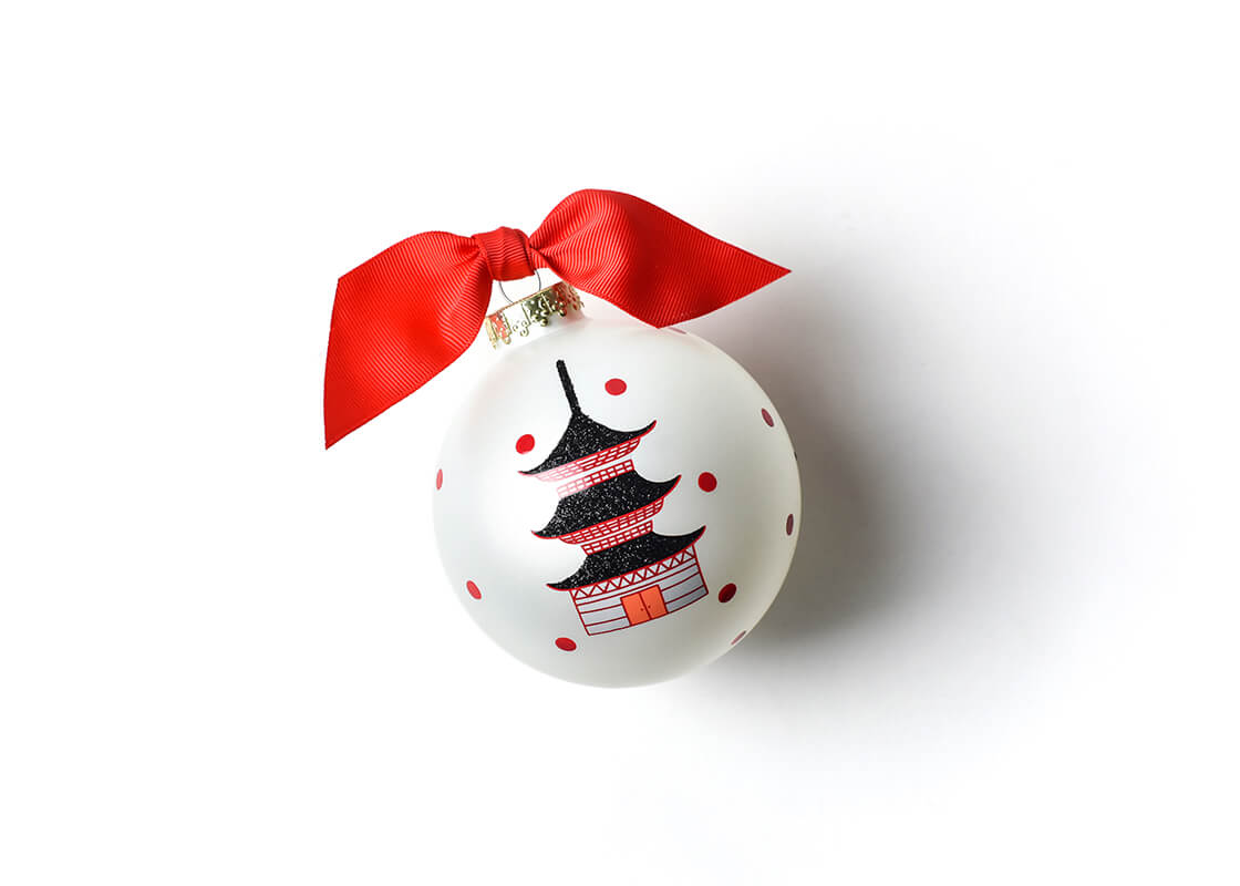 Front View of Chinese Pagoda Glass Ornament