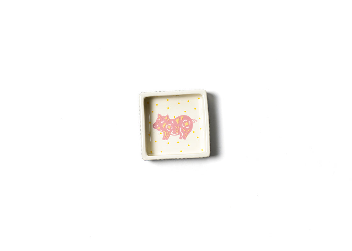 Overhead View of Chinese Zodiac Pig Trinket Bowl