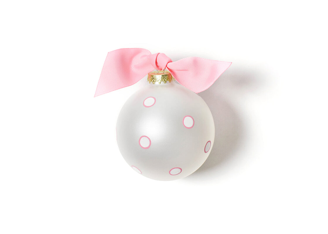 Back View of Pink My First Christmas Snowman Glass Ornament Showing Design Details