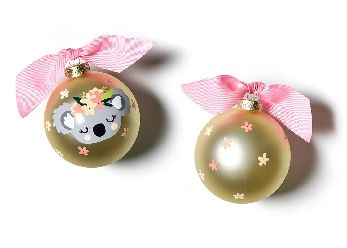 Front and Back View of Koala Glass Ornament Placed Side by Side
