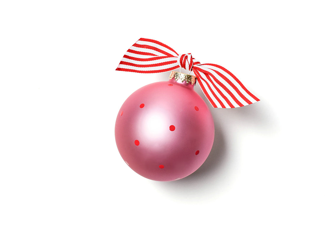 Back View of Pink My First Christmas Hat Glass Ornament Showing Design Details