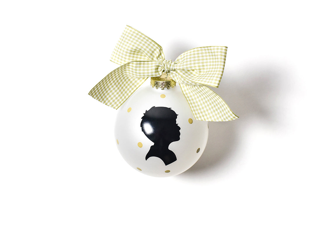 Front View of Boy Silhouette Glass Ornament