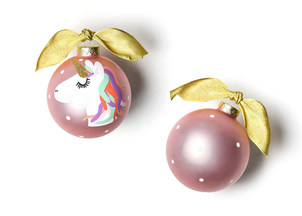 Pink Unicorn Ornament with White Dots