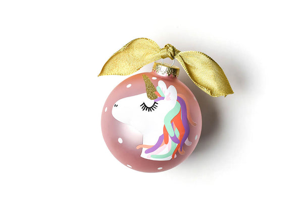 Hand-painted Unicorn Glass Ornament with Gold Bow