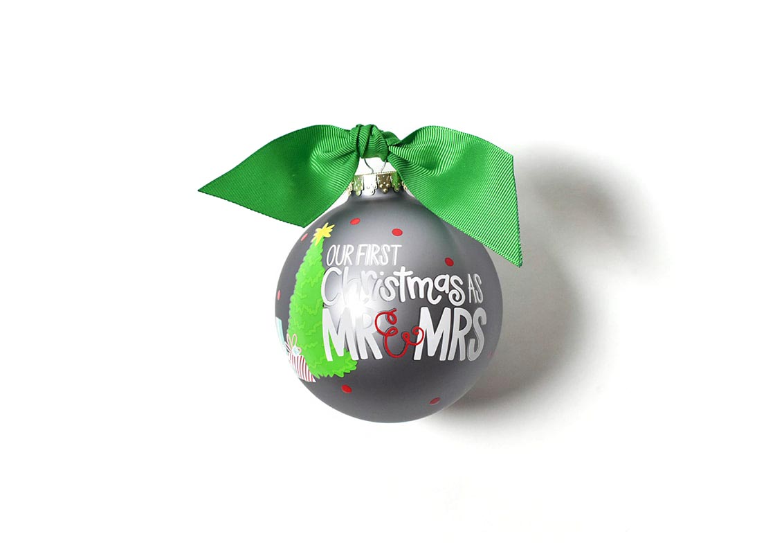 Front View of Our First Christmas as Mr. & Mrs. Glass Ornament