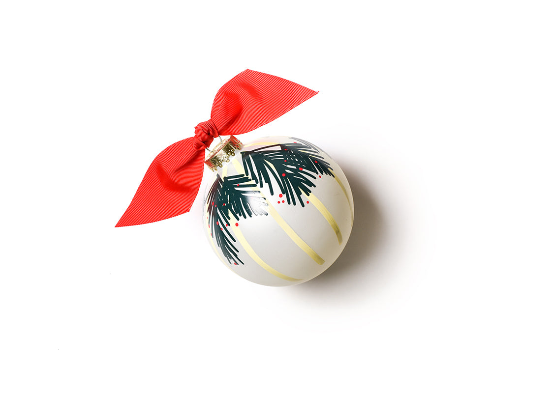 Back View of Balsam Merry Merry Glass Ornament Showing Design Details