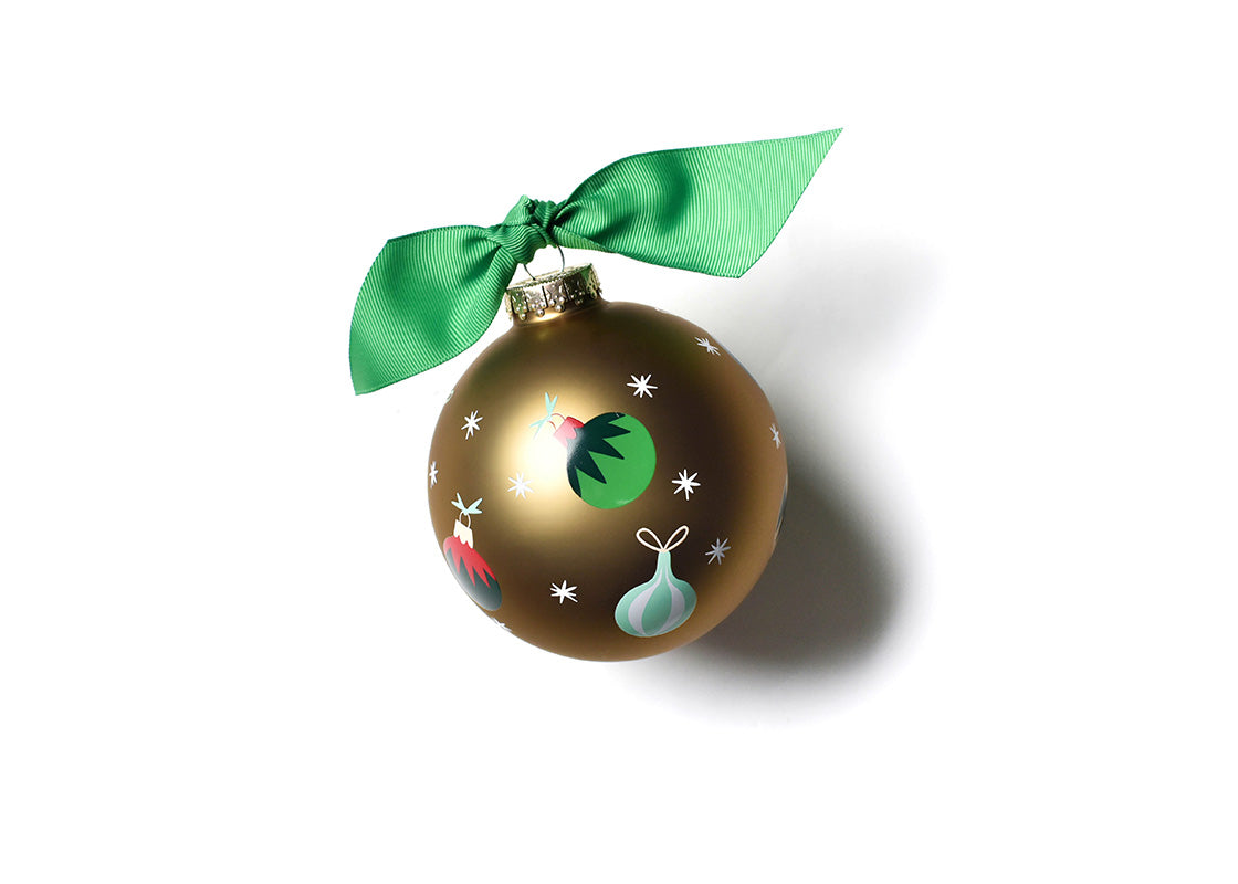 Back View of Gold Vintage Ornaments Glass Ornament Showing Design Details