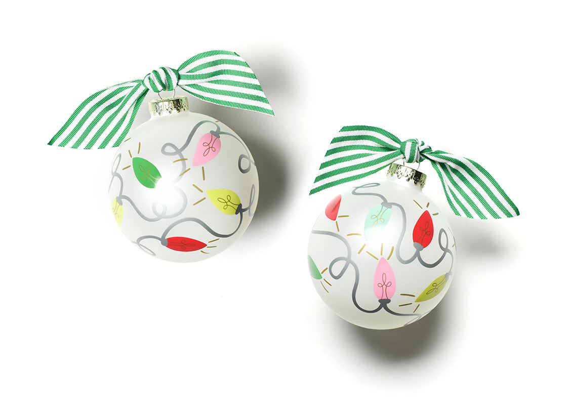 Front and Back View of Gleaming Lights Glass Ornament Placed Side by Side