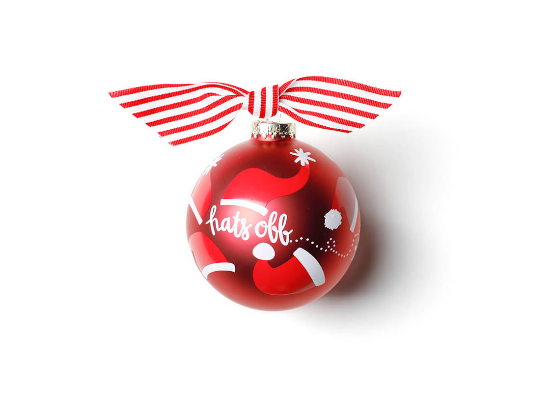 Front View of Hats Off Glass Ornament