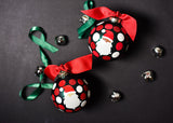 Dark and Light Skin Santa Ho Ho Ho Christmas Ornaments on Black Background