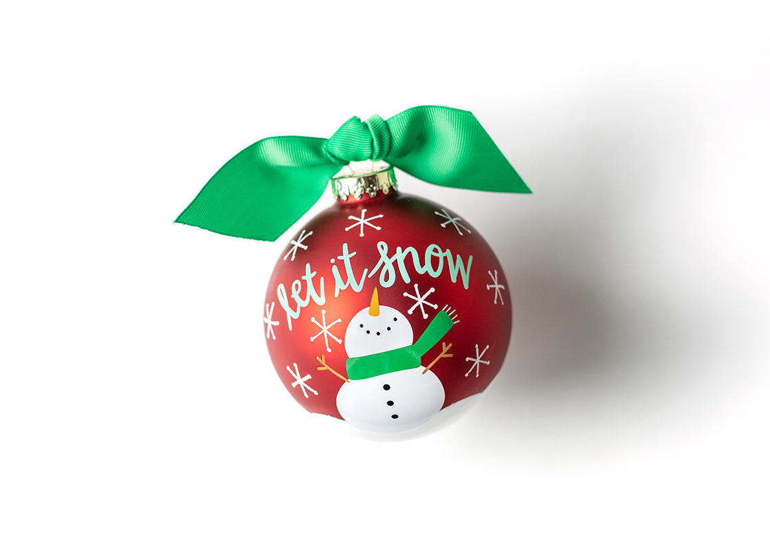 Front View of Snowman Let it Snow Glass Ornament