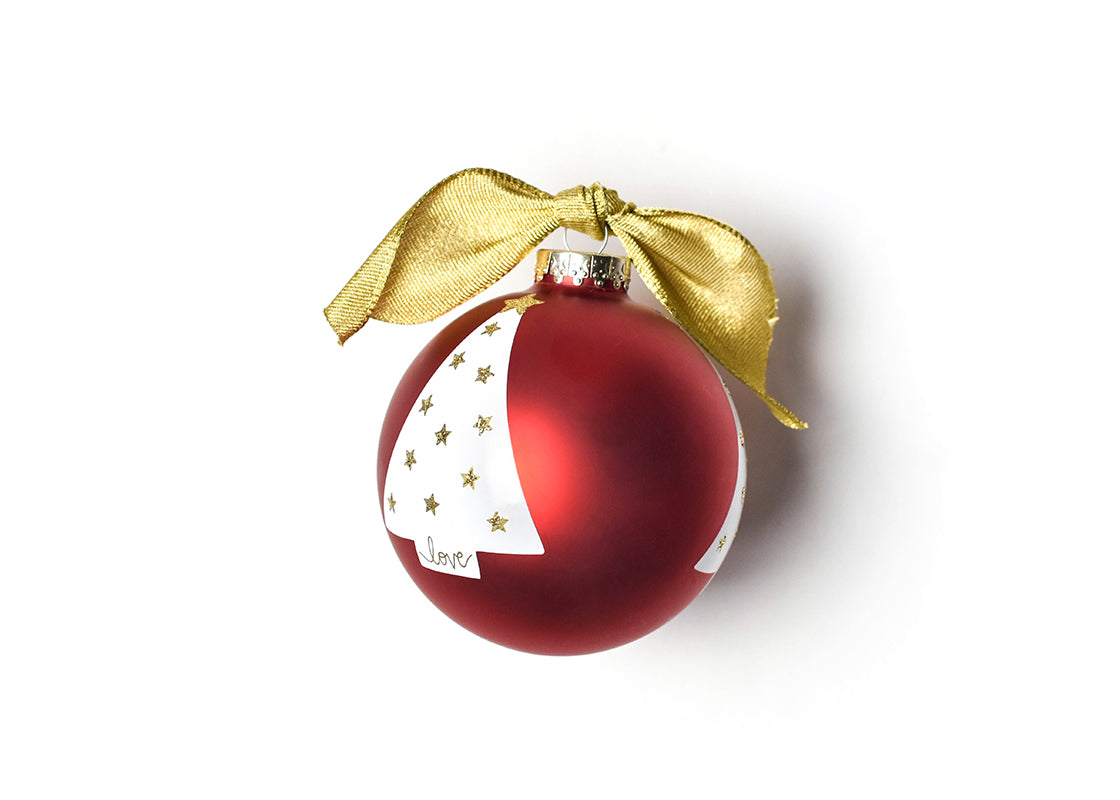 Right Side View of Peace Love Joy Luminary Tree Glass Ornament