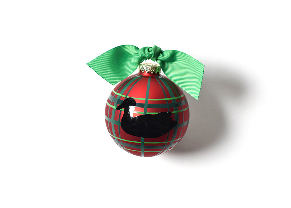 Front View of Merry Christmas Duck Decoy Glass Ornament