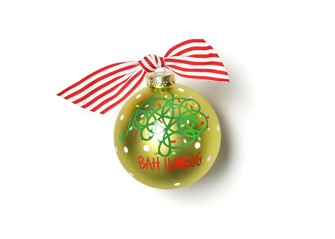 Front View of Tangled Christmas Lights Glass Ornament