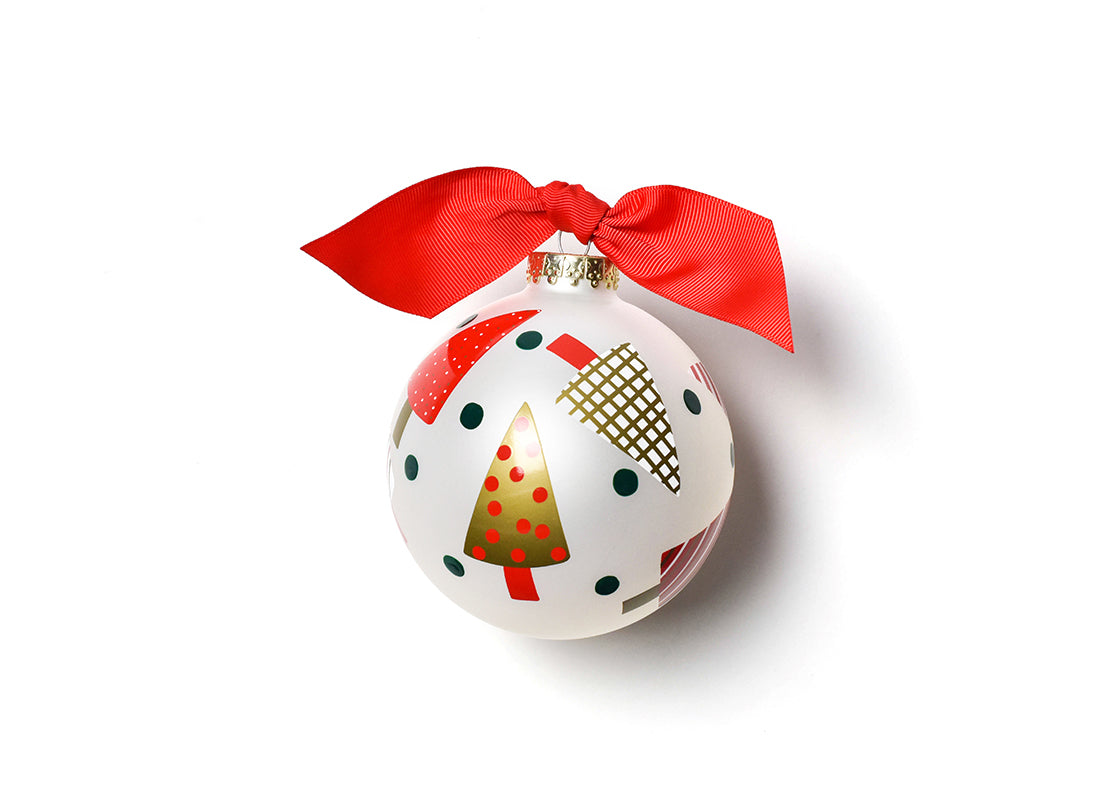 Front View of Triangle Trees Glass Ornaments