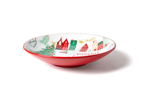 Side View Showing Depth of Christmas in the Village Town Small Pasta Bowl