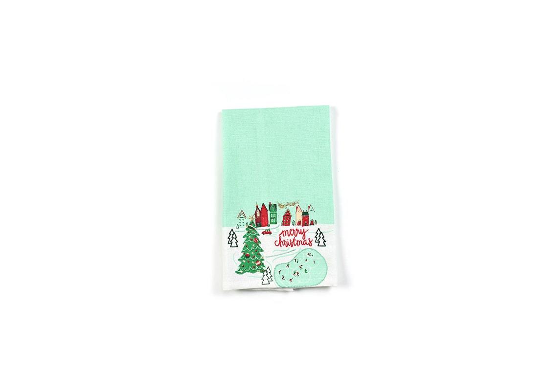 Overhead View of Town Square Medium Hand Towel Showing Design when Folded