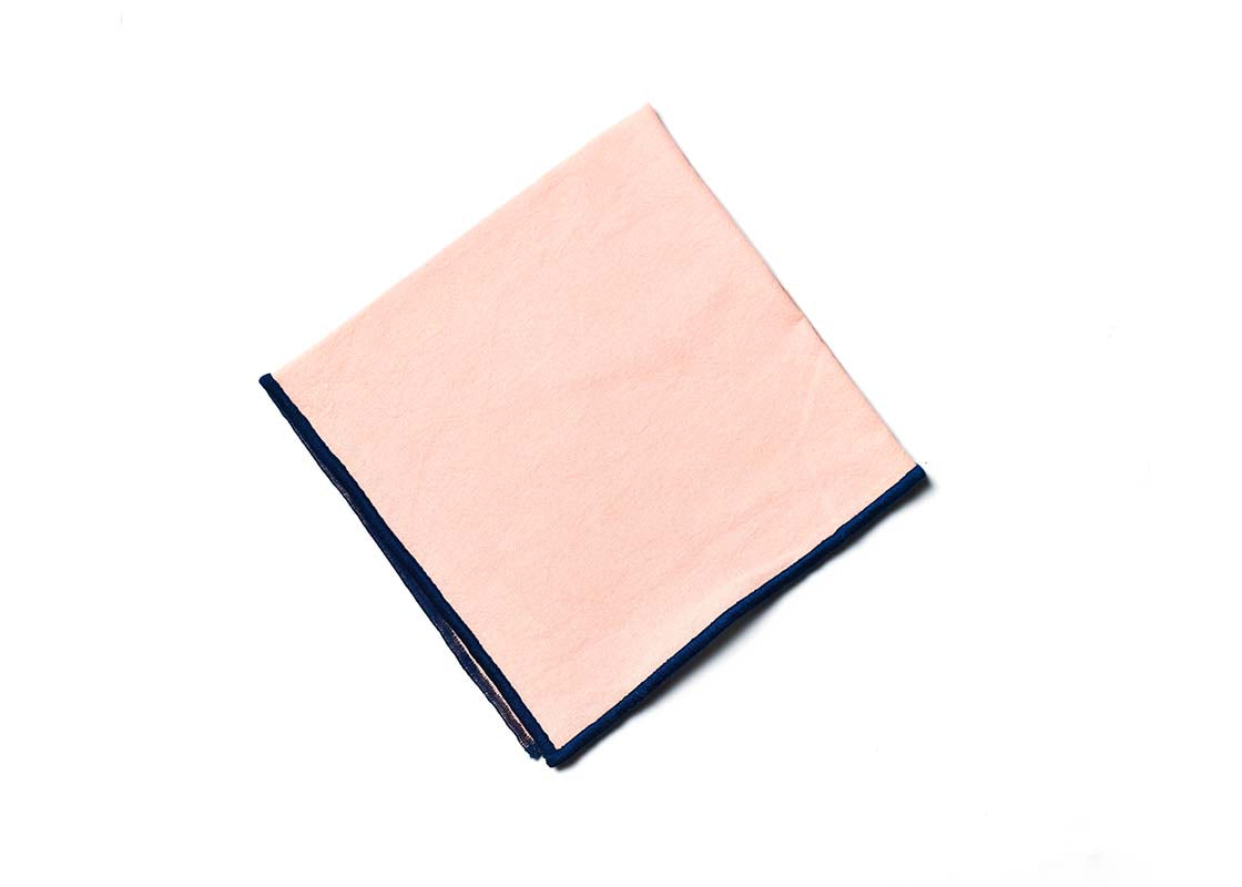 Overhead View of Folded Square Provence and Navy Color Block Napkin Showcasing Closer Look at Design Details