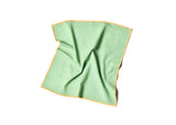 Hand-stitched Embroidery Rolled Hem Sage and Brass Color Block Napkin