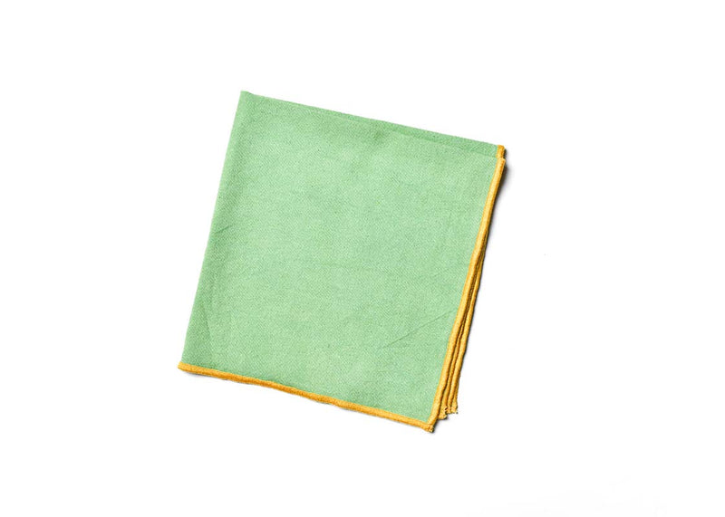 Sustainable Linen Fabric Napkin Sage and Brass Color Block Design