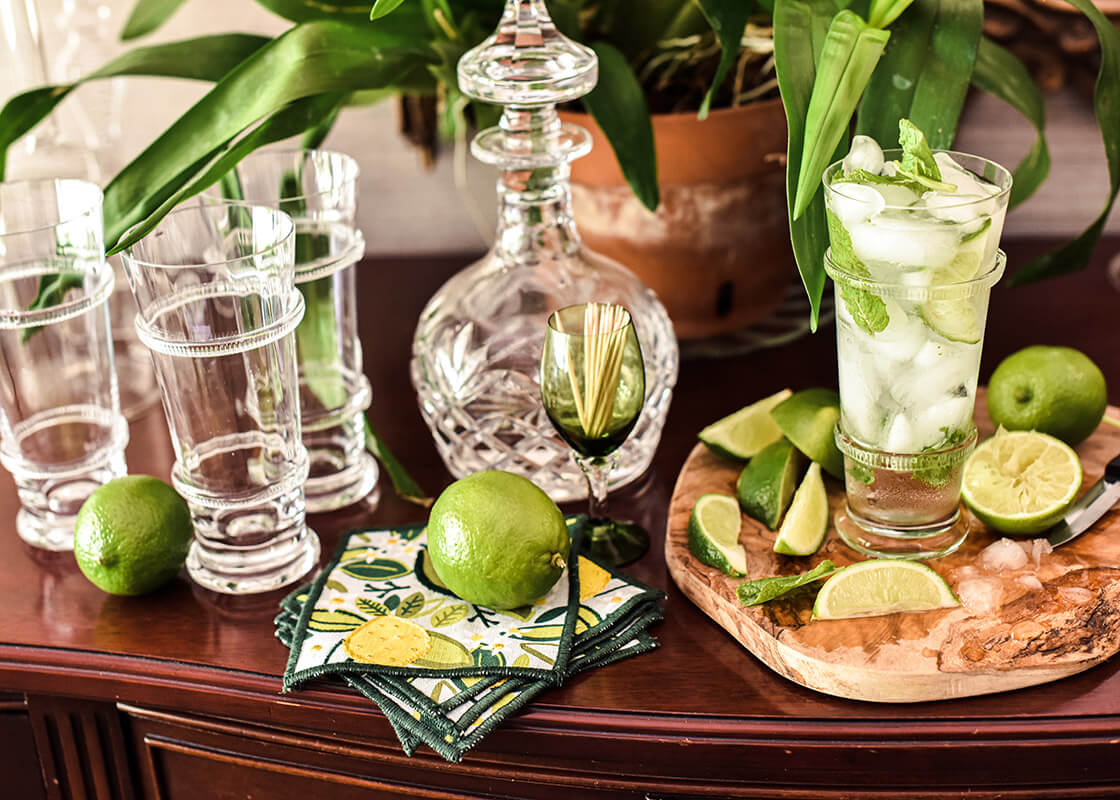 Front View of Citrus Print Cocktail Napkins that will Elevate any Happy Hour