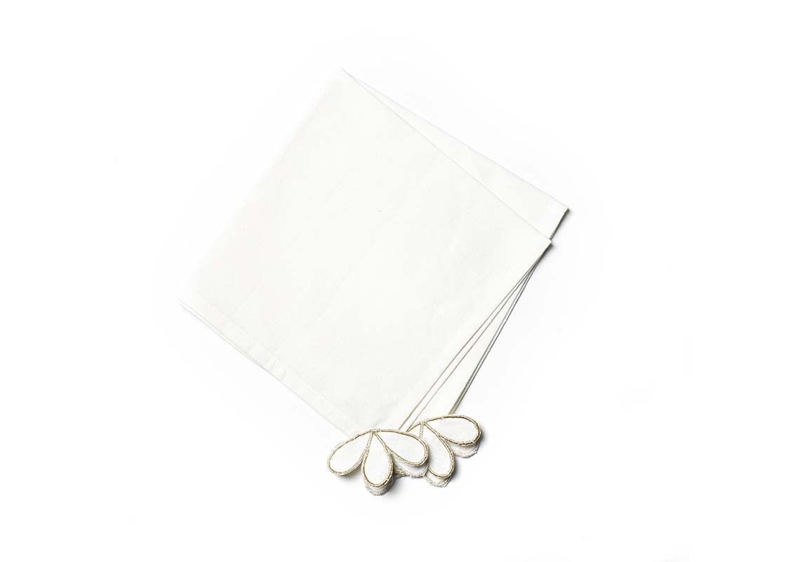 Overhead View of Folded Square Deco Gold Napkin Showcasing Closer Look at Design Details