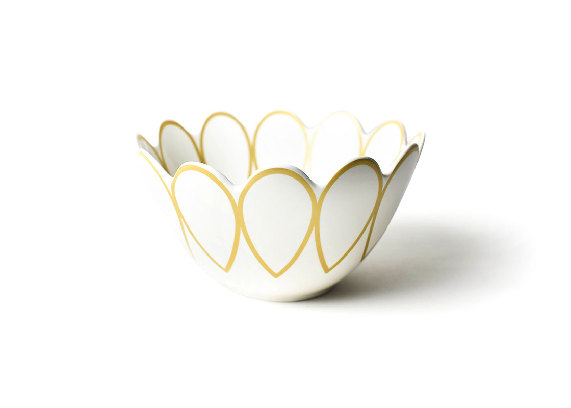 Front View of Deco Gold Scallop Serving Bowl