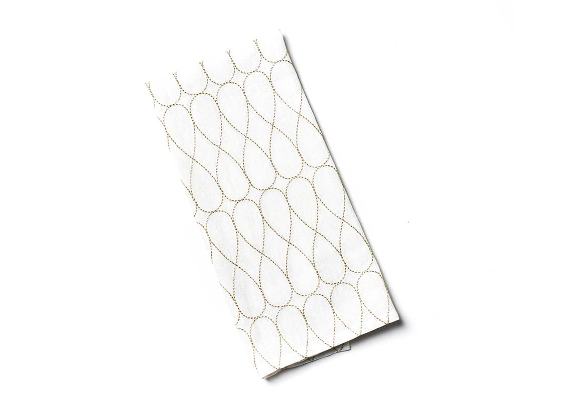 Overhead View of Deco Gold Large Hand Towel Showing Design when Folded