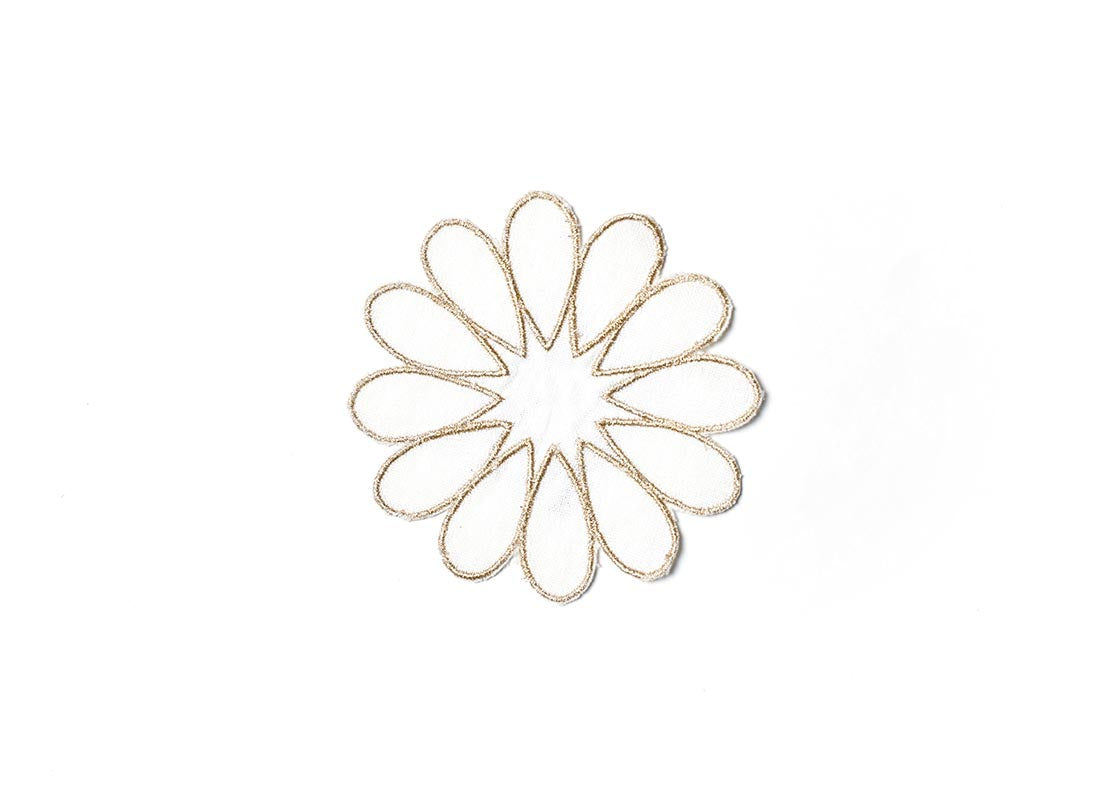 Overhead View of One Cocktail Napkin in Deco Gold Scallop Cocktail Napkin Showing Overall Design