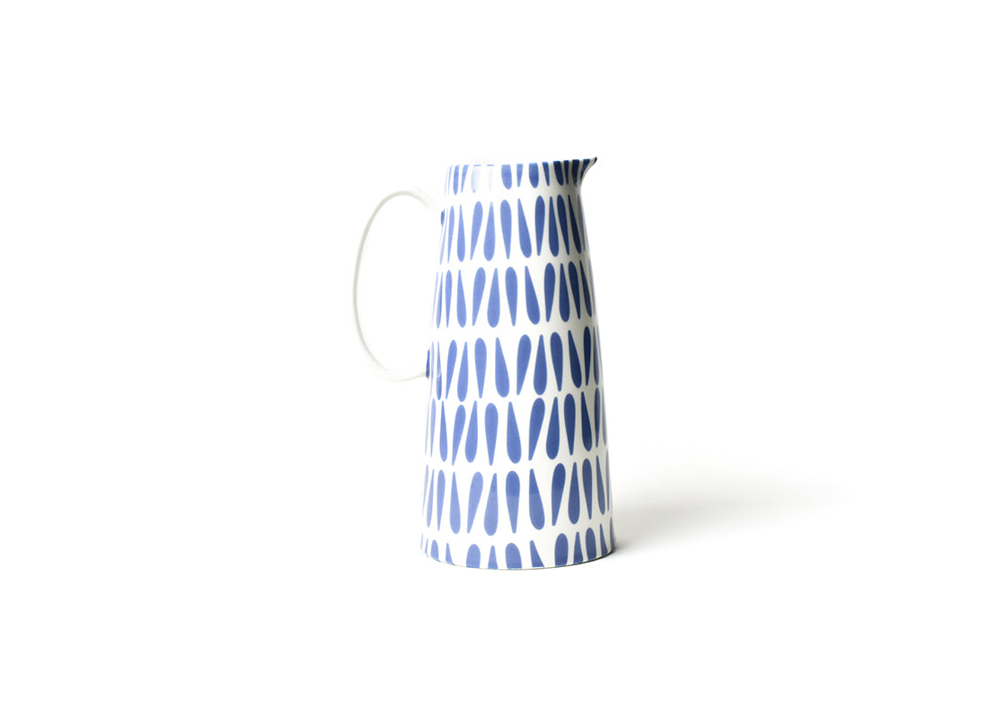 Front View of Iris Blue Drop Pedestal Pitcher
