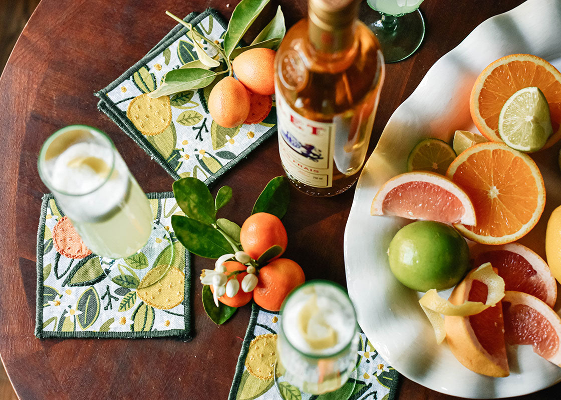Happy Hour with Citrus Print Cocktail Napkins, Set of 4