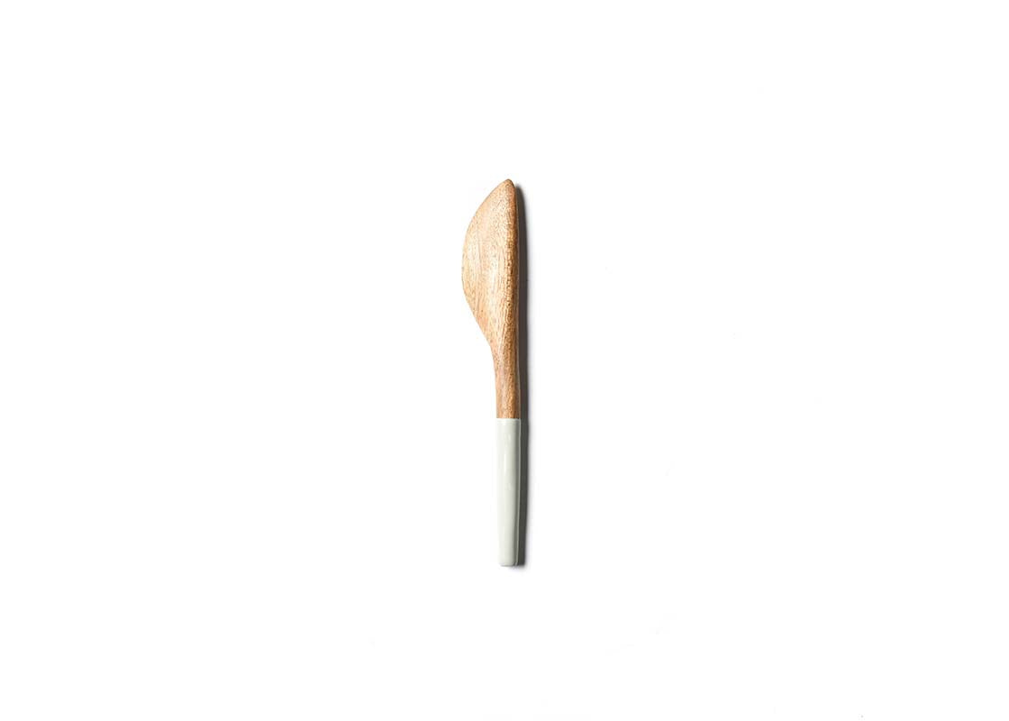 Overhead View of Stellar Fundamental Wood Appetizer Spreader Showcasing Colored Handle