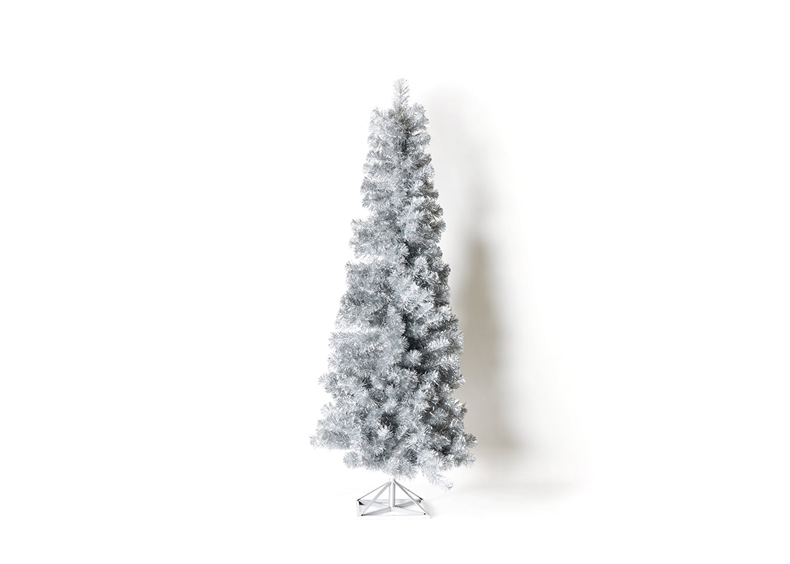 Back View of 5 Foot Silver Tinsel Tree