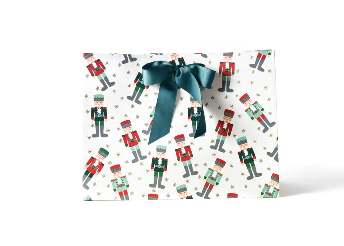 Front View of Nutcracker Large Gift Bag with Ribbon Tied in a Bow