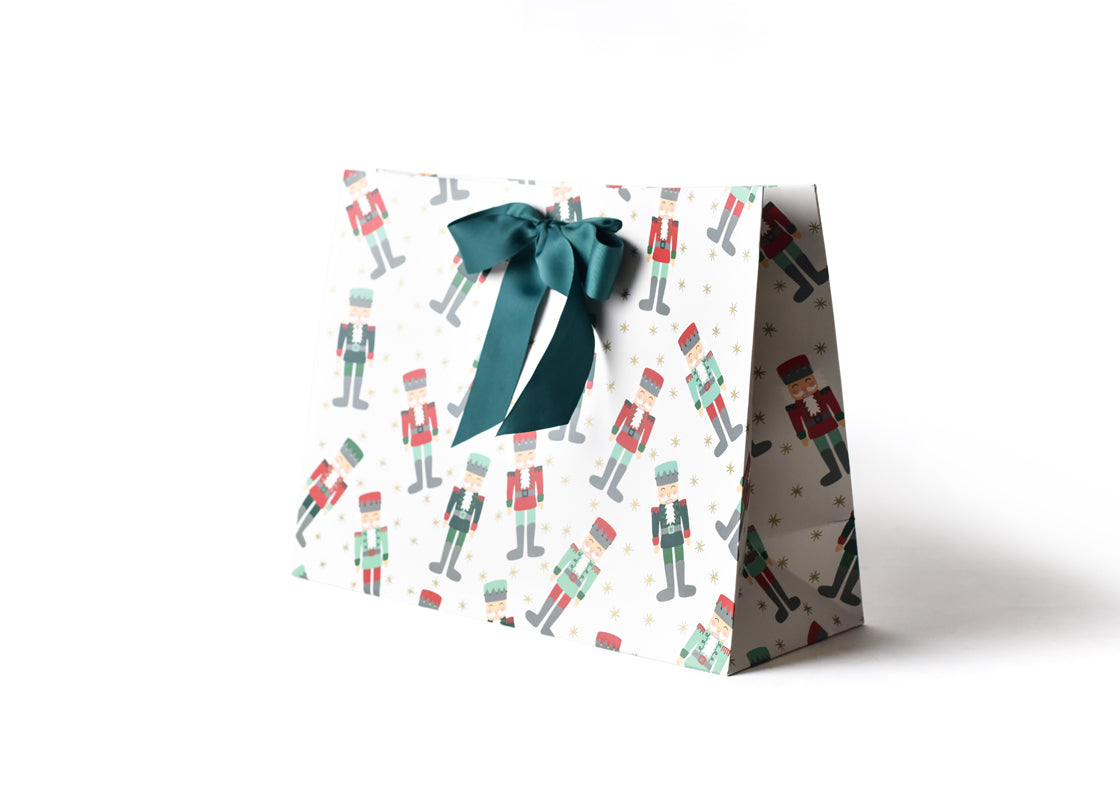 Right Side View of Nutcracker Large Gift Bag with Ribbon Tied in a Bow