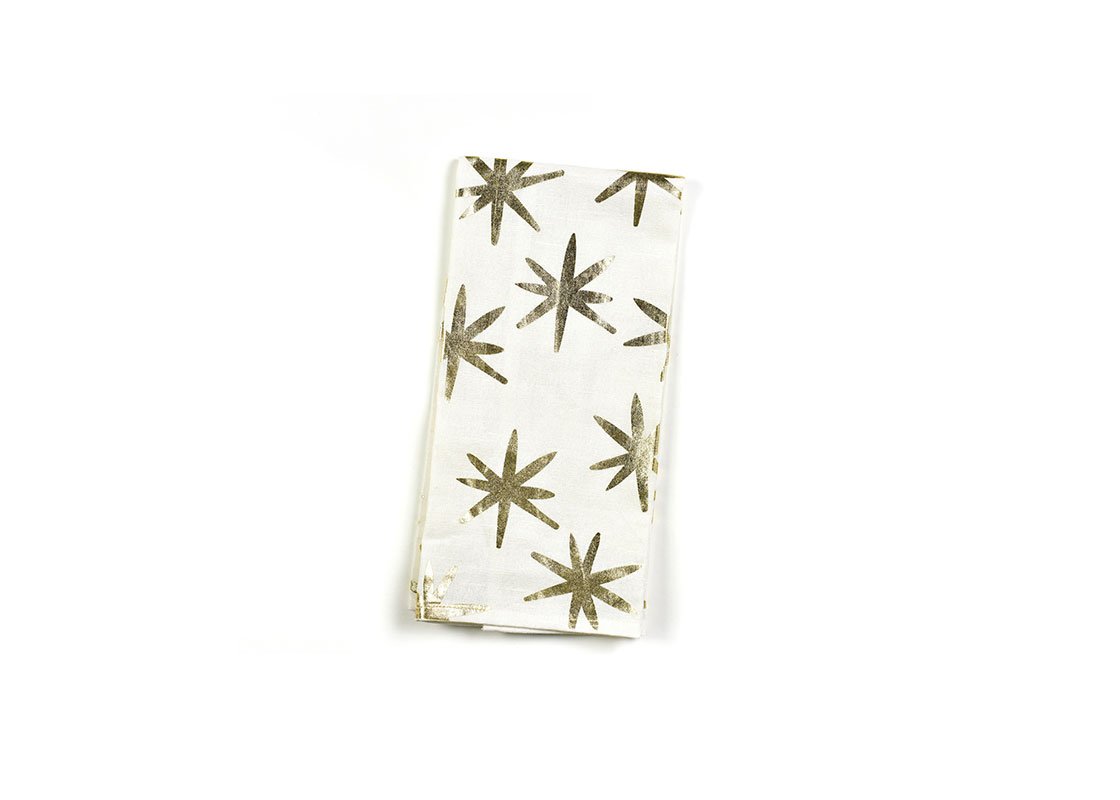 Overhead View of Gold Stars Large Hand Towel Showing Design when Folded