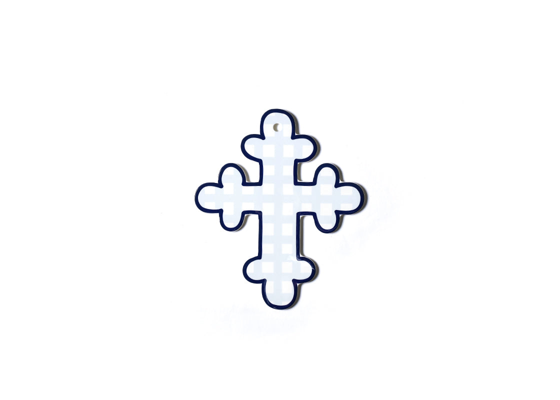 Overhead View of Blue Gingham Large Cross Showcasing Design Details