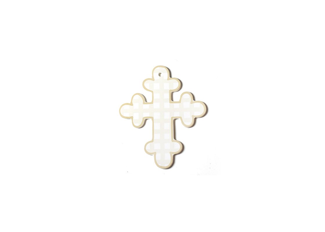 Overhead View of Ecru Gingham Large Cross Showcasing Design Details