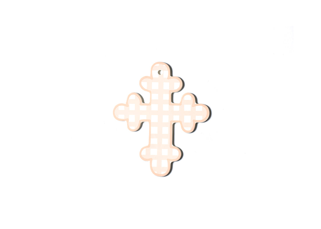 Overhead View of Pink Gingham Large Cross Showcasing Design Details