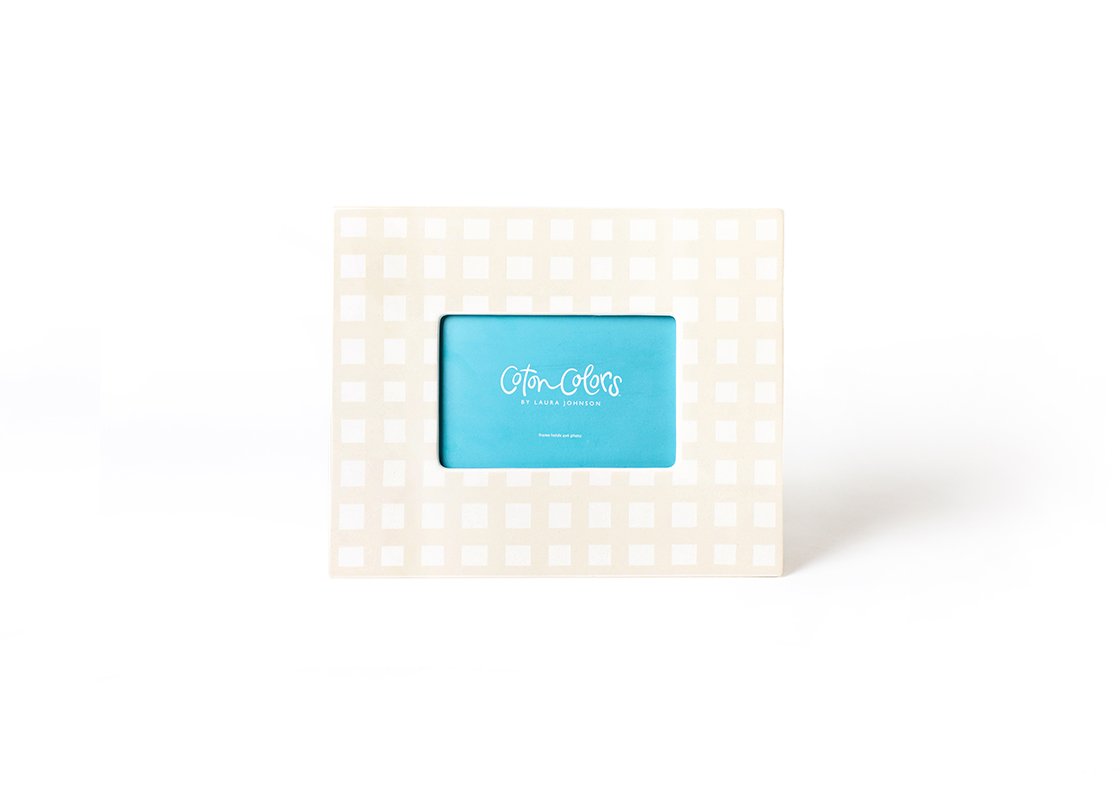 Front View of Ecru Gingham Rectangle Frame