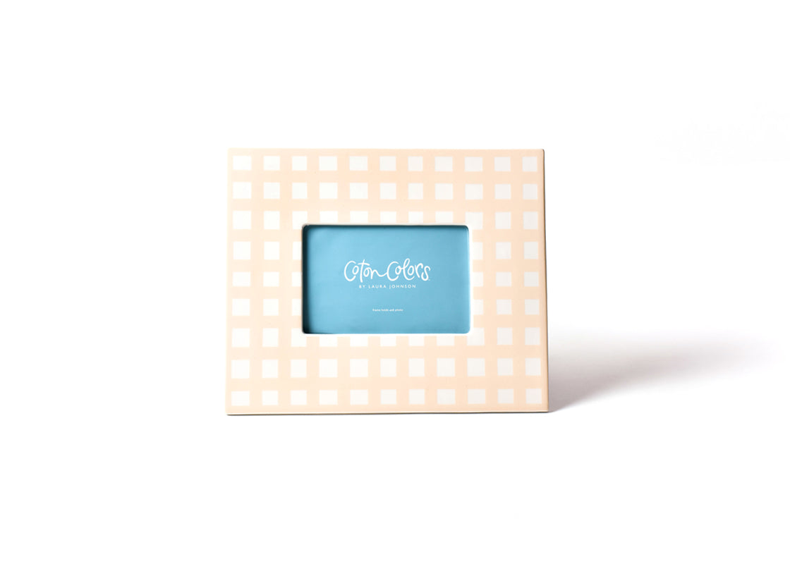 Front View of Pink Gingham Rectangle Frame