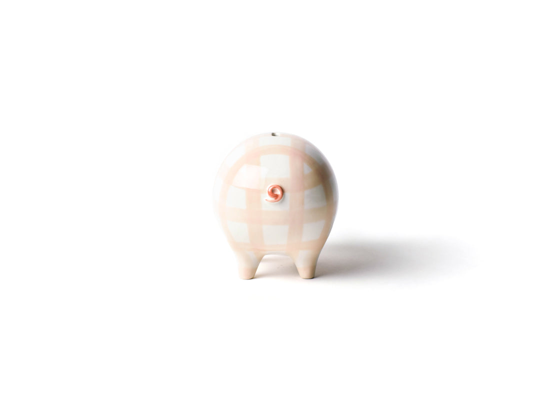 Back View of Pink Gingham Piggy Bank