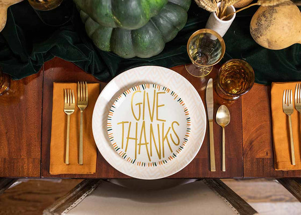 Gold Writing Give Thanks Happy Everything! Salad Plate